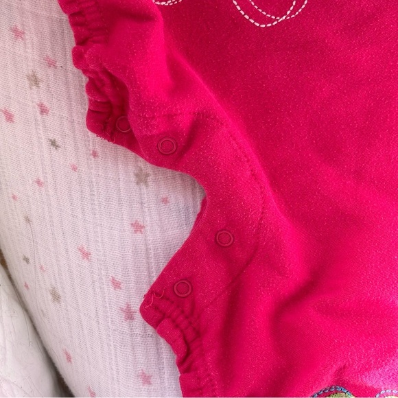 ⭒ 18-24M Little Tikes Pink Embroidered Flower Romper Ruffles Patches Buttons ⭒ - Picture 5 of 14